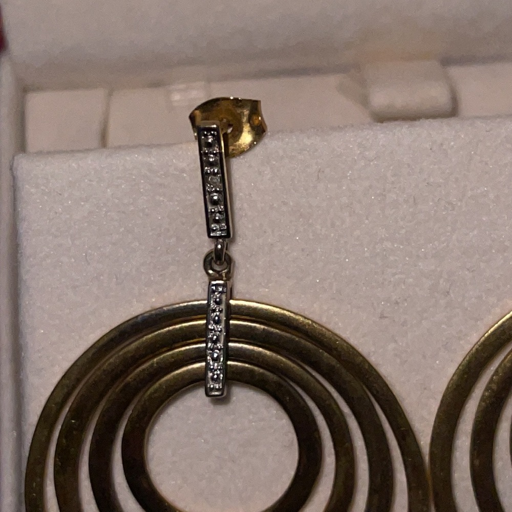 Solid Sterling Silver Yellow Gold Plated Earrings - image 8